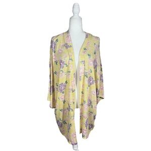 Torrid Cardigan 2X Yellow Floral Spring Open Front Light Duster